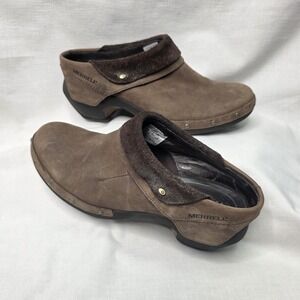Merrell Luxe Wrap Clogs Shoes Womens Size 9 Brown Leather Studded Comfort